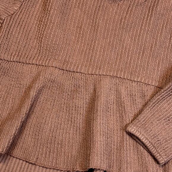 Zara Ribbed Light Brown Babydoll Top Girls 4-5Y - Picture 3 of 4